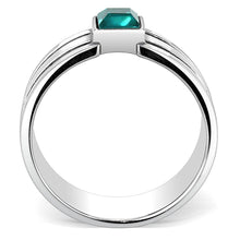 Load image into Gallery viewer, TK3291 - High polished (no plating) Stainless Steel Ring with Top Grade Crystal  in Blue Zircon