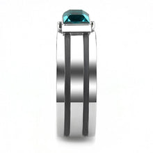 Load image into Gallery viewer, TK3291 - High polished (no plating) Stainless Steel Ring with Top Grade Crystal  in Blue Zircon