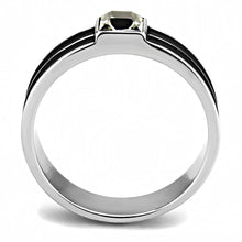 Load image into Gallery viewer, TK3292 - High polished (no plating) Stainless Steel Ring with Top Grade Crystal  in Black Diamond