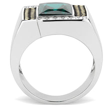 Load image into Gallery viewer, TK3295 - Two-Tone IP Gold (Ion Plating) Stainless Steel Ring with Synthetic Synthetic Glass in Blue Zircon