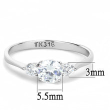 Load image into Gallery viewer, TK3431 - High polished (no plating) Stainless Steel Ring with AAA Grade CZ  in Clear