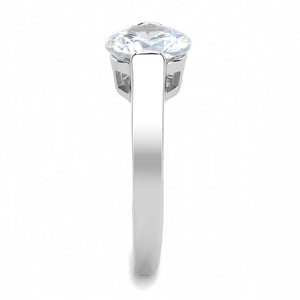 TK3432 - High polished (no plating) Stainless Steel Ring with AAA Grade CZ  in Clear