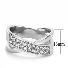 Load image into Gallery viewer, TK3436 - High polished (no plating) Stainless Steel Ring with Top Grade Crystal  in Clear