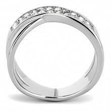 Load image into Gallery viewer, TK3436 - High polished (no plating) Stainless Steel Ring with Top Grade Crystal  in Clear