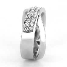 Load image into Gallery viewer, TK3436 - High polished (no plating) Stainless Steel Ring with Top Grade Crystal  in Clear