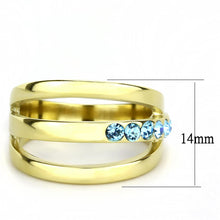 Load image into Gallery viewer, TK3441 - IP Gold(Ion Plating) Stainless Steel Ring with Top Grade Crystal  in Sea Blue