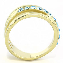 Load image into Gallery viewer, TK3441 - IP Gold(Ion Plating) Stainless Steel Ring with Top Grade Crystal  in Sea Blue