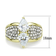 Load image into Gallery viewer, TK3442 - Two-Tone IP Gold (Ion Plating) Stainless Steel Ring with AAA Grade CZ  in Clear