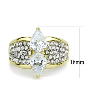 TK3442 - Two-Tone IP Gold (Ion Plating) Stainless Steel Ring with AAA Grade CZ  in Clear