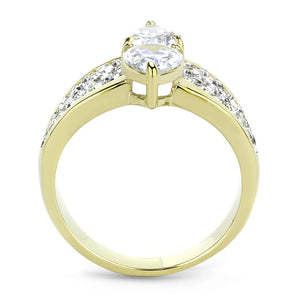 TK3442 - Two-Tone IP Gold (Ion Plating) Stainless Steel Ring with AAA Grade CZ  in Clear