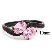 Load image into Gallery viewer, TK3444 - IP Black(Ion Plating) Stainless Steel Ring with AAA Grade CZ  in Rose