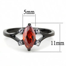 Load image into Gallery viewer, TK3445 - IP Black(Ion Plating) Stainless Steel Ring with AAA Grade CZ  in Garnet