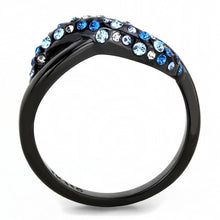 Load image into Gallery viewer, TK3446 - IP Black(Ion Plating) Stainless Steel Ring with Top Grade Crystal  in Multi Color