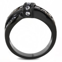 Load image into Gallery viewer, TK3452 - IP Black(Ion Plating) Stainless Steel Ring with Synthetic Synthetic Glass in Brown