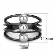 Load image into Gallery viewer, TK3454 - IP Black(Ion Plating) Stainless Steel Ring with Synthetic Pearl in Gray