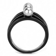 Load image into Gallery viewer, TK3454 - IP Black(Ion Plating) Stainless Steel Ring with Synthetic Pearl in Gray