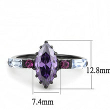 Load image into Gallery viewer, TK3456 - IP Black(Ion Plating) Stainless Steel Ring with AAA Grade CZ  in Amethyst