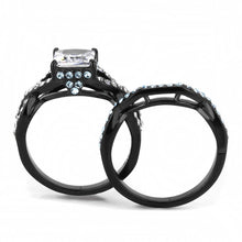 Load image into Gallery viewer, TK3457 - IP Black(Ion Plating) Stainless Steel Ring with AAA Grade CZ  in Clear