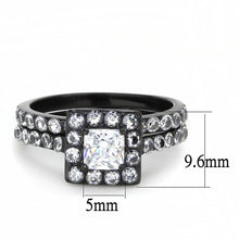 Load image into Gallery viewer, TK3458 - IP Black(Ion Plating) Stainless Steel Ring with AAA Grade CZ  in Clear