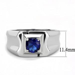 TK3459 - High polished (no plating) Stainless Steel Ring with Synthetic Synthetic Glass in Montana