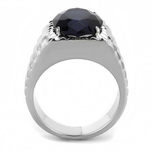 TK3461 - High polished (no plating) Stainless Steel Ring with Synthetic Synthetic Glass in Montana