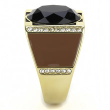 Load image into Gallery viewer, TK3465 - IP Gold(Ion Plating) Stainless Steel Ring with Synthetic Onyx in Jet