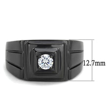 Load image into Gallery viewer, TK3466 - IP Black(Ion Plating) Stainless Steel Ring with AAA Grade CZ  in Clear