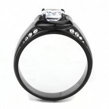 Load image into Gallery viewer, TK3467 - IP Black(Ion Plating) Stainless Steel Ring with AAA Grade CZ  in Clear