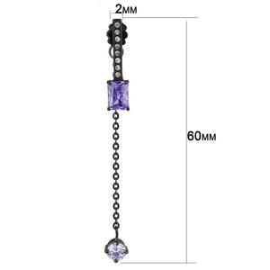 TK3472 - IP Black(Ion Plating) Stainless Steel Earrings with AAA Grade CZ  in Tanzanite