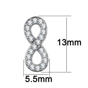 TK3475 - High polished (no plating) Stainless Steel Earrings with AAA Grade CZ  in Clear