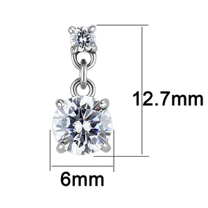 TK3476 - High polished (no plating) Stainless Steel Earrings with AAA Grade CZ  in Clear