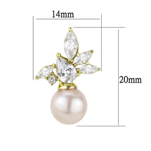 TK3479 - IP Gold(Ion Plating) Stainless Steel Earrings with Synthetic Pearl in Light Rose