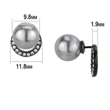 Load image into Gallery viewer, TK3481 - IP Black(Ion Plating) Stainless Steel Earrings with Synthetic Pearl in Light Gray