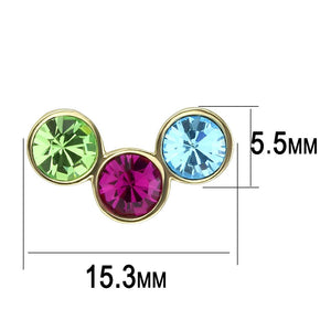 TK3492 - IP Gold(Ion Plating) Stainless Steel Earrings with Top Grade Crystal  in Multi Color