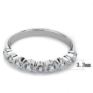 TK3497 - High polished (no plating) Stainless Steel Ring with Top Grade Crystal  in Clear