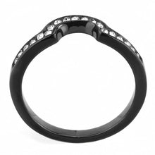 Load image into Gallery viewer, TK3498 - IP Black(Ion Plating) Stainless Steel Ring with Top Grade Crystal  in Clear