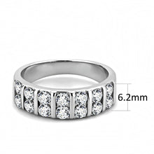 Load image into Gallery viewer, TK3504 - High polished (no plating) Stainless Steel Ring with AAA Grade CZ  in Clear