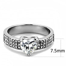 Load image into Gallery viewer, TK3505 - High polished (no plating) Stainless Steel Ring with AAA Grade CZ  in Clear