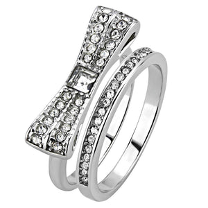 TK3506 - High polished (no plating) Stainless Steel Ring with Top Grade Crystal  in Clear