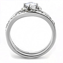 Load image into Gallery viewer, TK3507 - High polished (no plating) Stainless Steel Ring with AAA Grade CZ  in Clear