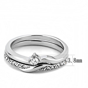 TK3508 - High polished (no plating) Stainless Steel Ring with AAA Grade CZ  in Clear