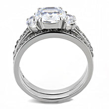 Load image into Gallery viewer, TK3509 - High polished (no plating) Stainless Steel Ring with AAA Grade CZ  in Clear