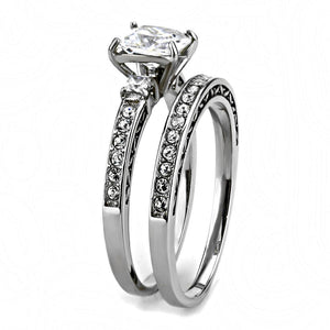 TK3510 - High polished (no plating) Stainless Steel Ring with AAA Grade CZ  in Clear