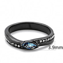 Load image into Gallery viewer, TK3511 - IP Light Black  (IP Gun) Stainless Steel Ring with AAA Grade CZ  in Sea Blue