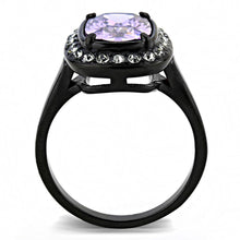 Load image into Gallery viewer, TK3512 - IP Black(Ion Plating) Stainless Steel Ring with AAA Grade CZ  in Amethyst