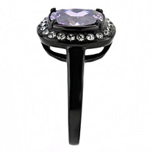 Load image into Gallery viewer, TK3512 - IP Black(Ion Plating) Stainless Steel Ring with AAA Grade CZ  in Amethyst