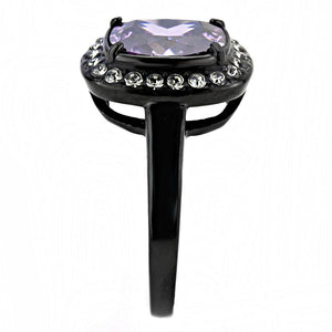 TK3512 - IP Black(Ion Plating) Stainless Steel Ring with AAA Grade CZ  in Amethyst