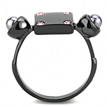 Load image into Gallery viewer, TK3513 - IP Light Black  (IP Gun) Stainless Steel Ring with Synthetic Pearl in Gray