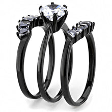 Load image into Gallery viewer, TK3514 - IP Black(Ion Plating) Stainless Steel Ring with AAA Grade CZ  in Clear