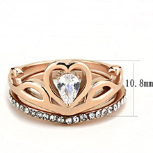 Load image into Gallery viewer, TK3518 - IP Rose Gold(Ion Plating) Stainless Steel Ring with AAA Grade CZ  in Clear